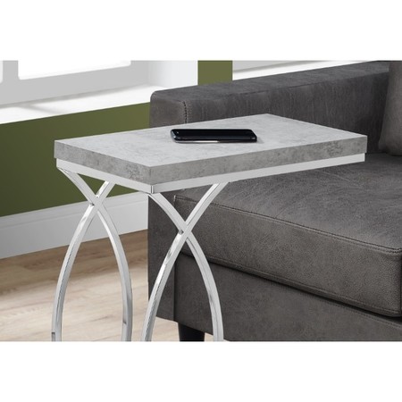 Monarch Specialties Accent Table - Grey Cement With Chrome Metal I 3185